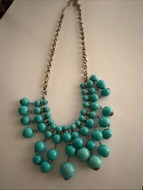 Gold-Chain Turquoise Bead Bib Necklace - Women Jewelry